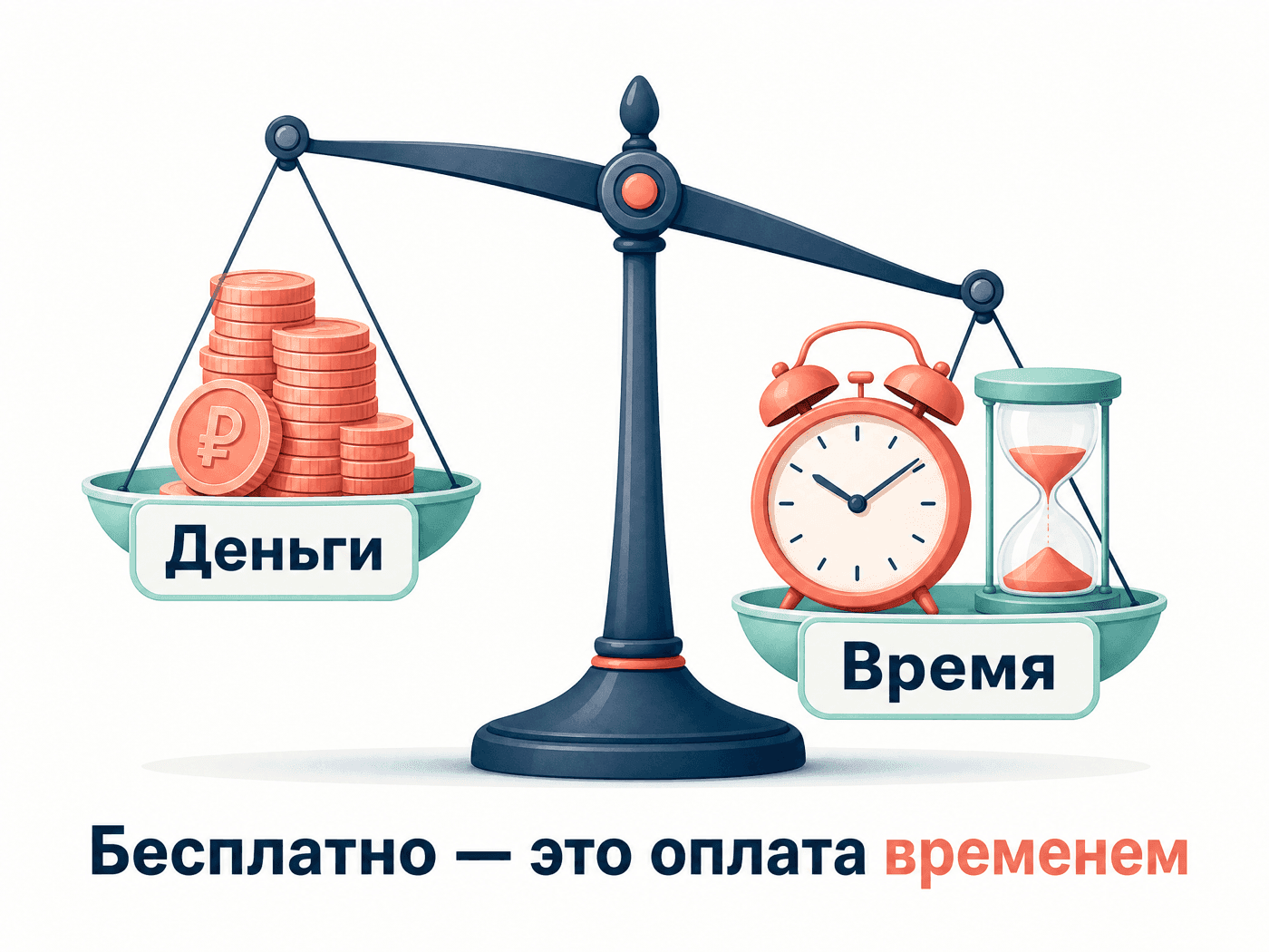 Весы «деньги против времени»: бесплатно — это оплата временем